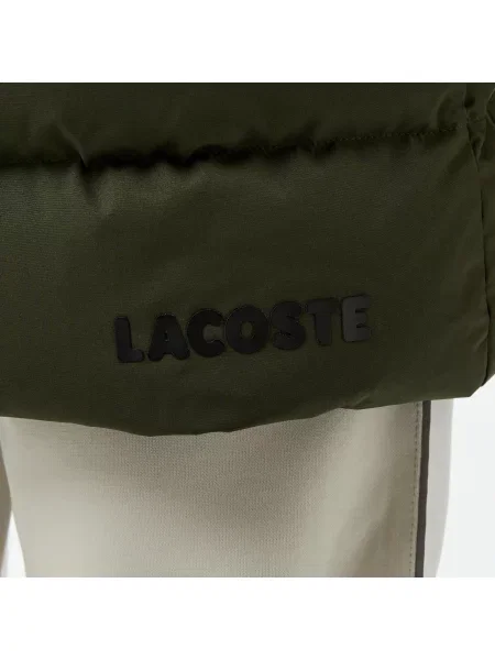 Lacoste Płaszcz Puchowy Z Kapturem zielony