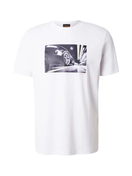 BOSS Tricou Te_Motors galben pastel / gri metalic / negru alb