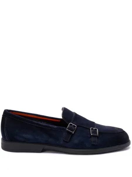 Pantofi loafer Santoni din piele de căprioară albastru