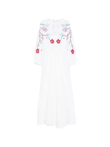 Rochie maxi Forte_forte cu model floral alb