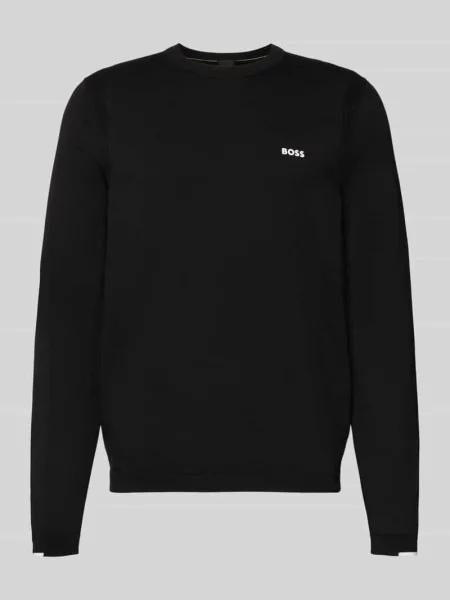 Sweter z dzianiny o kroju regular fit z czystej bawełny model ‘EVER-X’ Boss Green czarny