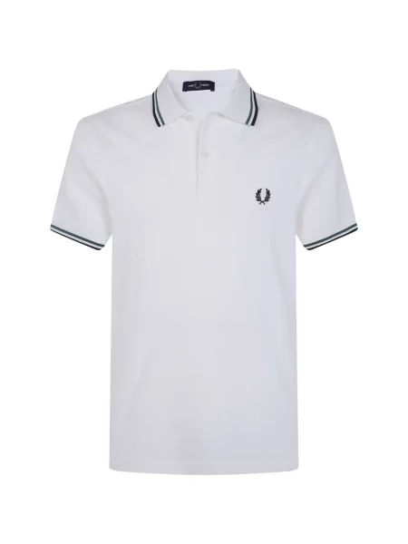 Tricou polo Fred Perry cu broderie alb