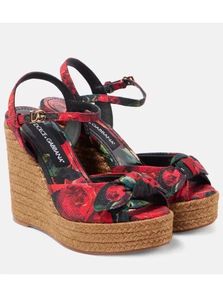 Espadrile Dolce&gabbana cu model floral din canvas negru