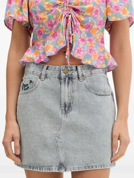 Fustă din denim Rip Curl cu broderie albastru