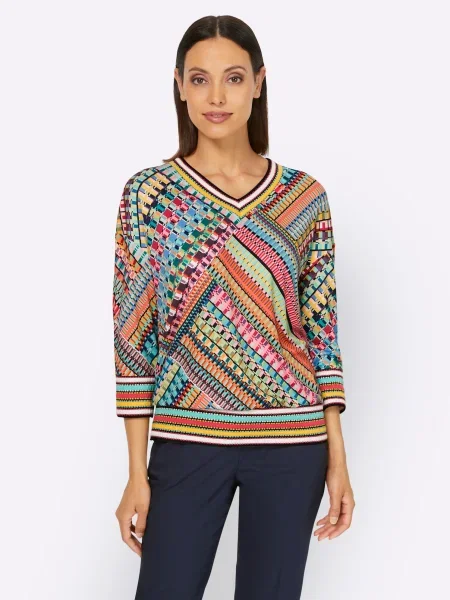 Heine Bluză albastru / galben / verde smarald / roșu negru