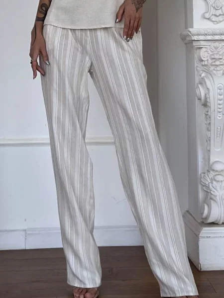 Льняные брюки білі