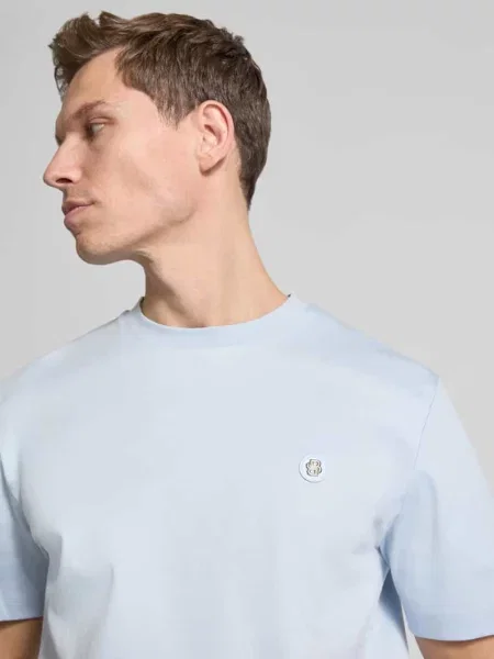 T-shirt z okrągłym dekoltem model ‘Taut’ Hugo Boss błękitna