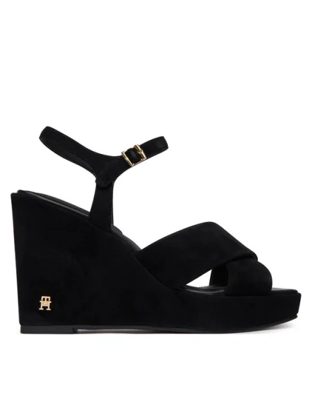 Sandále Tommy Hilfiger Suede Wrapped High Wedge čierna