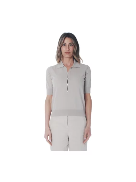 Koszulka polo Alpha Studio z krótkim rękawem beżowa