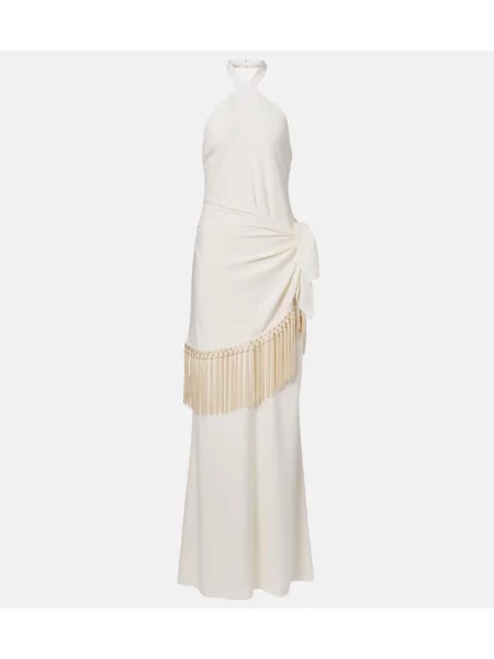 Rochie Taller Marmo cu franjuri cu gât halter alb