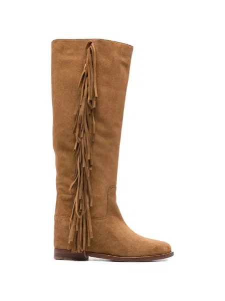 Kozačky Via Roma 15 s třásněmi po kolena hnědé