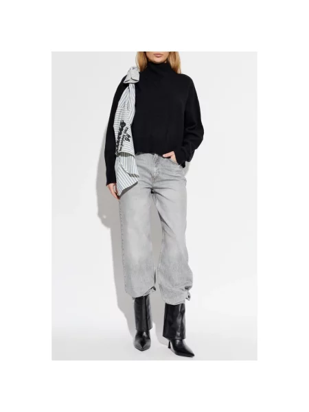 Sweter Allsaints wełniany z wysokim kołnierzem czarny