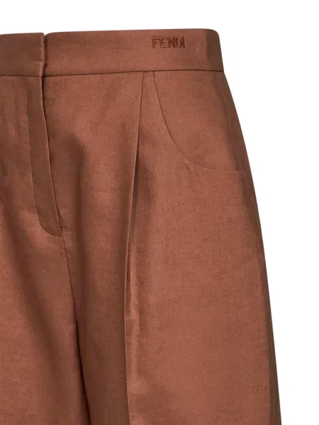 Pantaloni Fendi cu broderie maro
