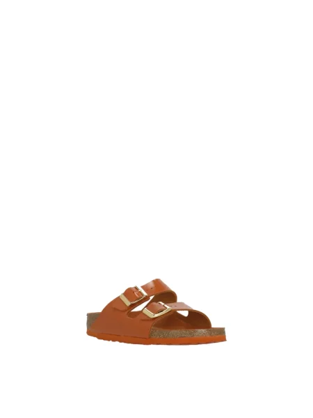 Klapki Birkenstock skórzane pomarańczowe