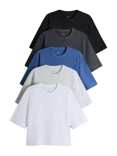 The Set Tricou albastru / gri închis / negru alb