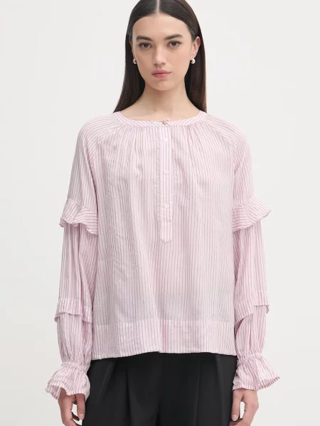 Mos Mosh bluză tip cămașă pentru femei cu vâscoză Jorun roz
