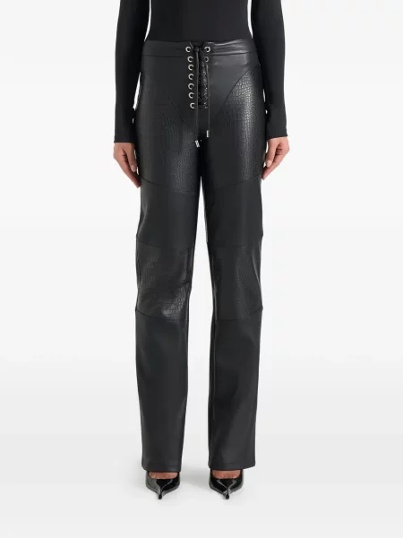 Pantaloni Manière De Voir cu șireturi din dantelă negru