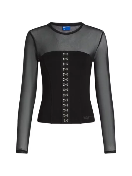 Top Karl Lagerfeld Jeans plasă negru