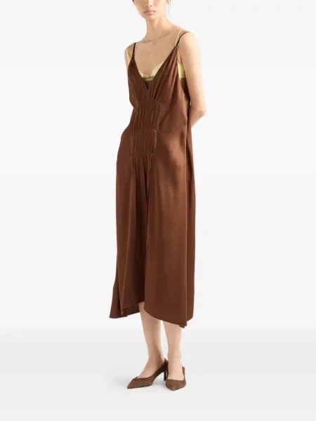 Rochie Prada din satin de costum maro