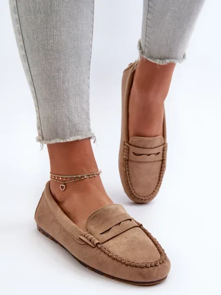 Pantofi loafer Kesi din piele de căprioară bej