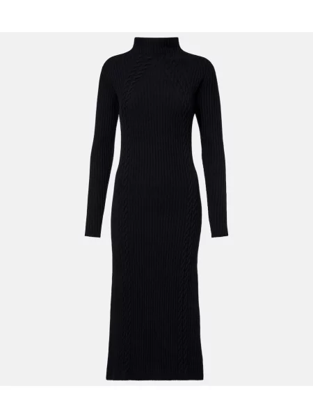 Rochie midi Max Mara de lână până la genunchi de costum negru
