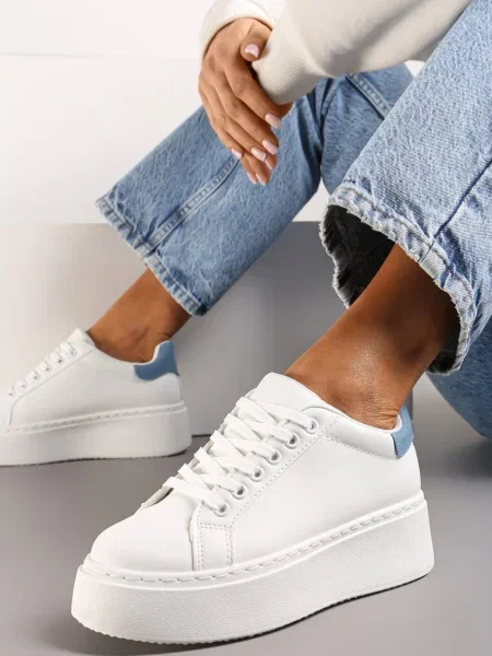 Sneakers Albi-Bleumarin pe Platformă la Modă Broida alb
