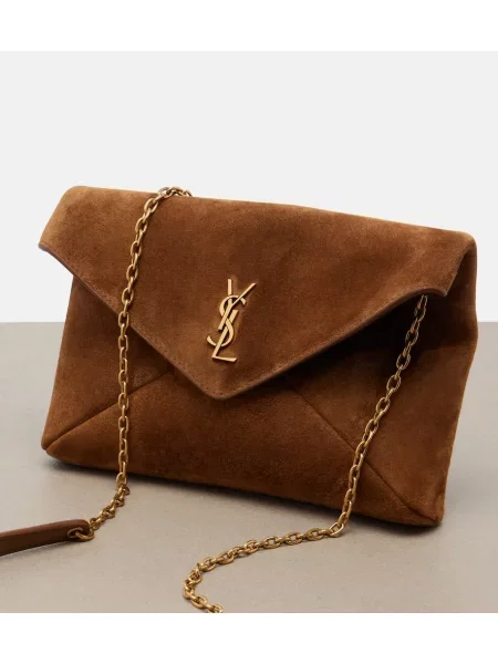 Geantă Saint Laurent din piele de căprioară maro