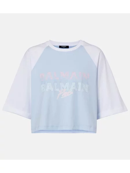 Cropp tricou Balmain din jerseu albastru