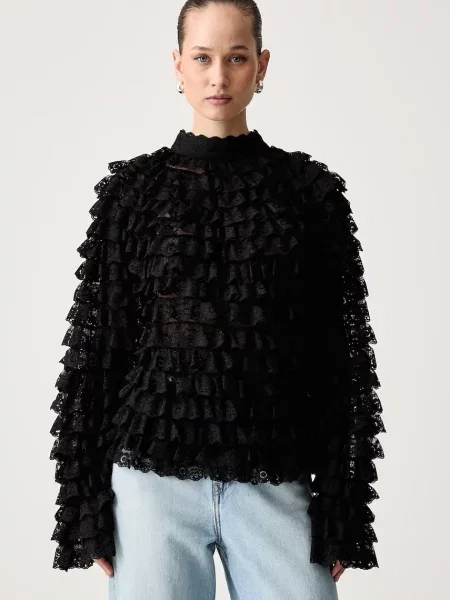 Essentiel Antwerp bluză pentru femei din dantelă Kashvi negru