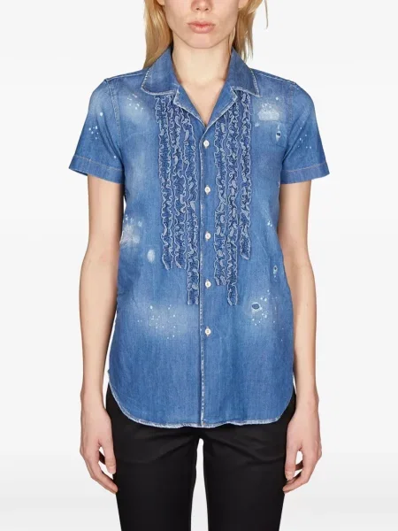 Cămașă Dsquared2 cu volane albastru