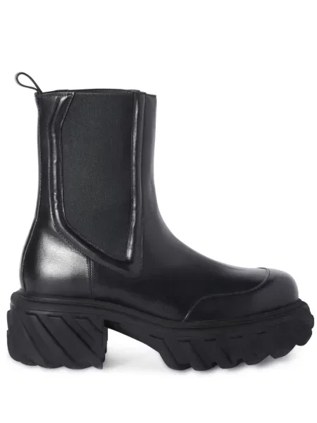 Botine Off-white din piele alb