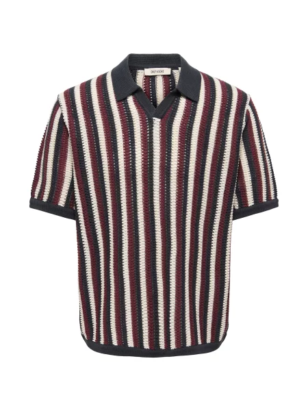 Only & Sons Pulover ONSTHUE albastru închis / roșu burgundy / natural alb