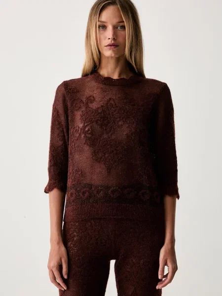 Twinset pulover pentru femei cu amestec de lână portocaliu