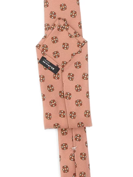 Cravată Kiton de mătase cu model floral roz