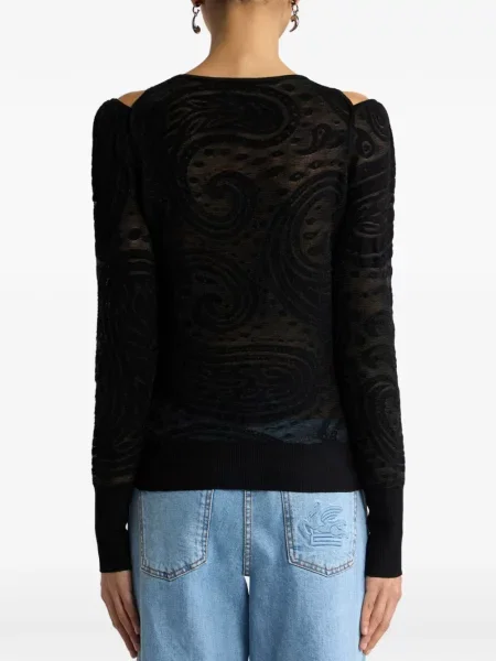 Pulover Etro cu model paisley din jacard negru