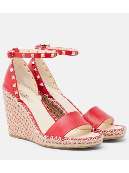 Espadrile Valentino Garavani din piele roșu