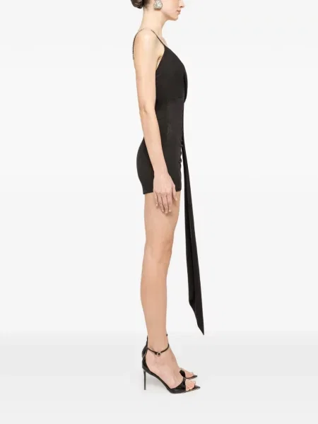 Rochie mini Nissa drapată cu spatele deschis de costum negru