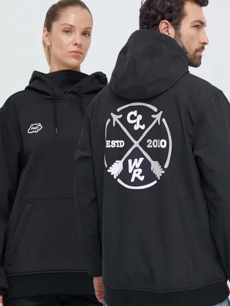 Суичър с качулка Colourwear с качулка с принт черно