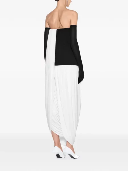 Rochie maxi Chats By C.dam drapată fără bretele alb
