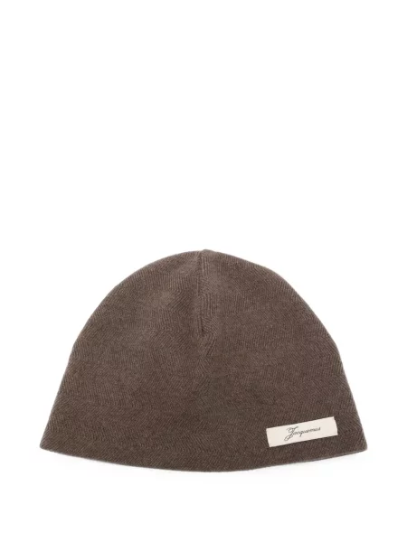 Căciulă Jacquemus tricotate cu model herringbone maro