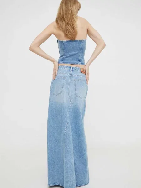 Diesel fusta jeans maxi drept albastru