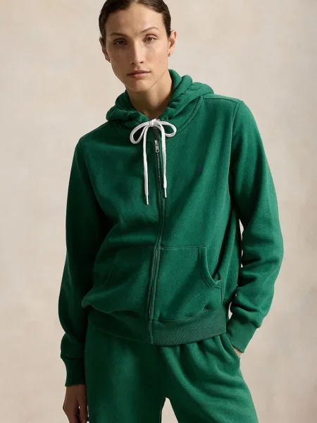 Polo Ralph Lauren hanorac cu și glugă pentru femei cu verde