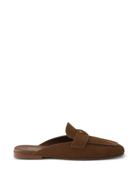 Papuci tip mules Prada din piele maro