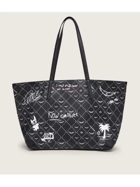 Zadig&Voltaire Geantă shopper Arty Tag cu adaos de piele negru