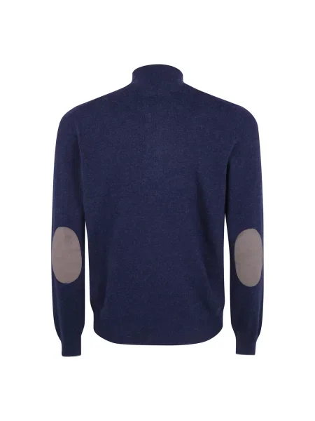 Lniany sweter z golfem Gran Sasso niebieski