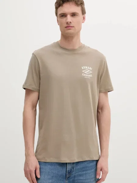 Armani Exchange t-shirt z nadrukiem beżowy