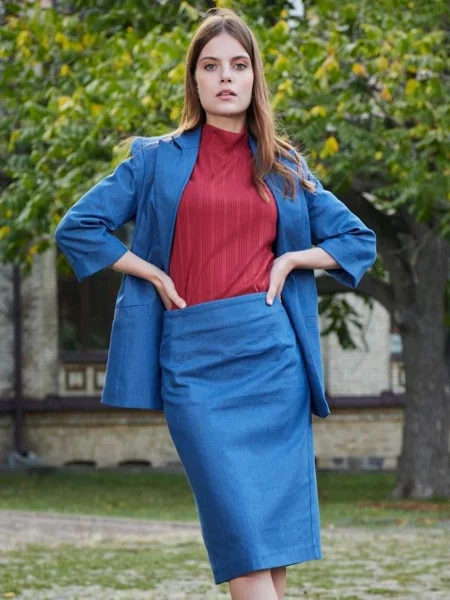 Спідниця міді LadyLike бавовна/поліестер блакитний