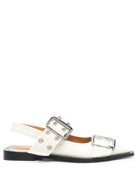 Balerini Ganni cu picior lat alb