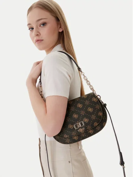 Guess Дамска чанта Emelie Logo кафяв