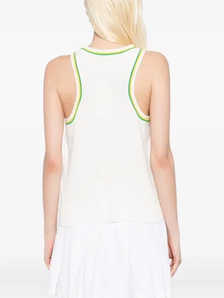 Top Lacoste din jerseu alb